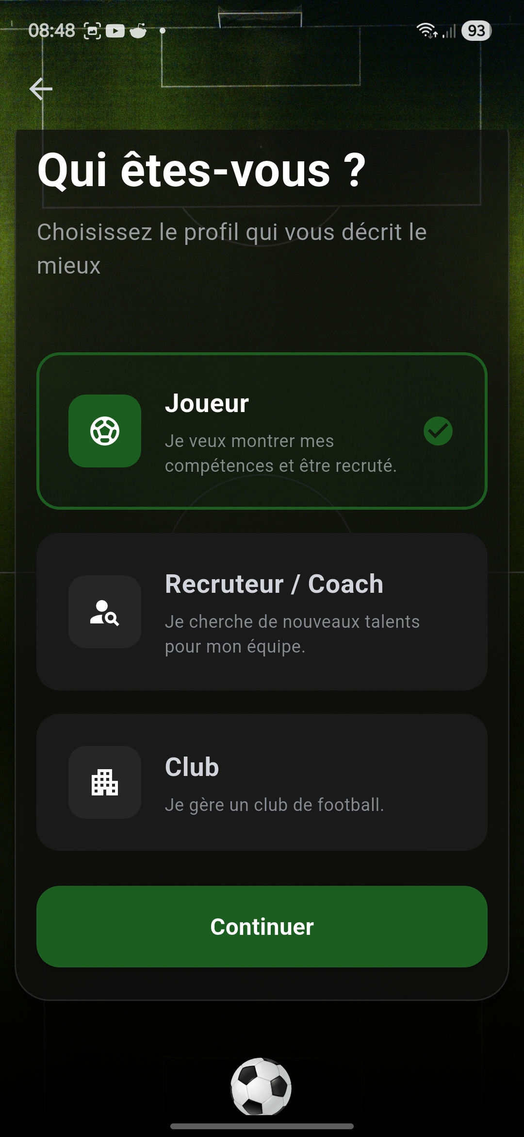 Sélection de profil